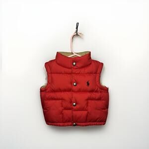Polo Ralph Lauren Baby Puffer Vest 12M Red Quilted Down Style Logo Winter